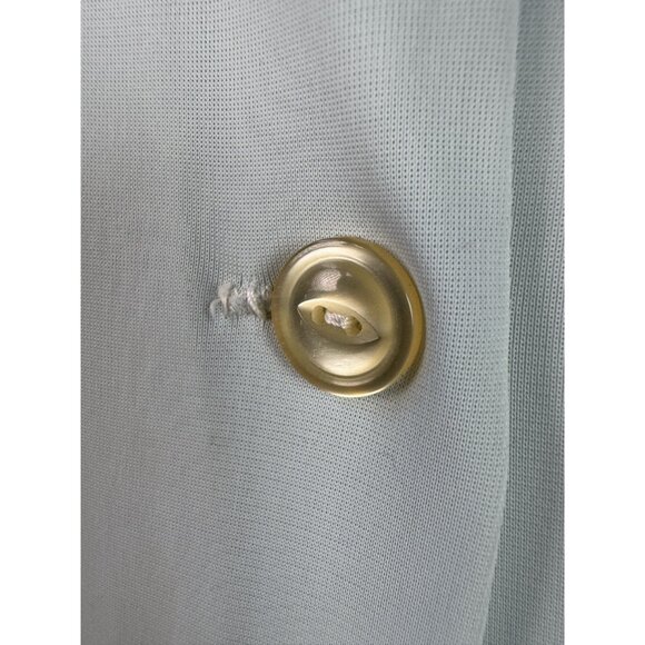 Vintage Light Blue Button Down Robe With Floral Embroidery & Pocket - Picture 14 of 16